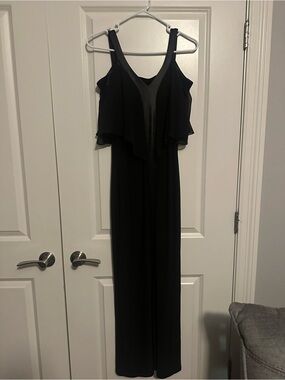 MSK Black Maxi Dress with Ruffle Overlay